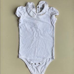 Ralph Lauren White Onsie w Ruffle Peter Pan Collar